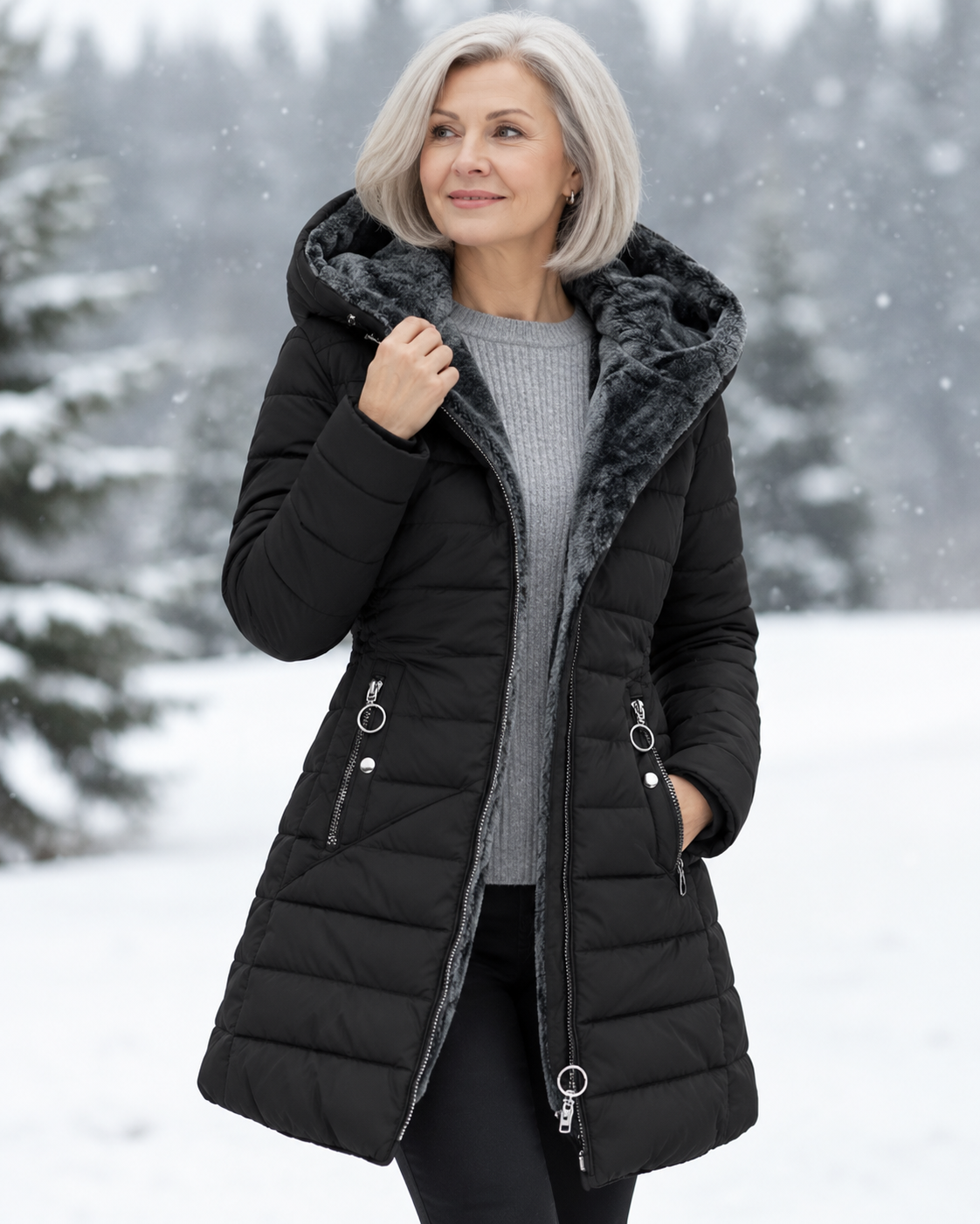 Angela | Elegant Hooded Winter Coat
