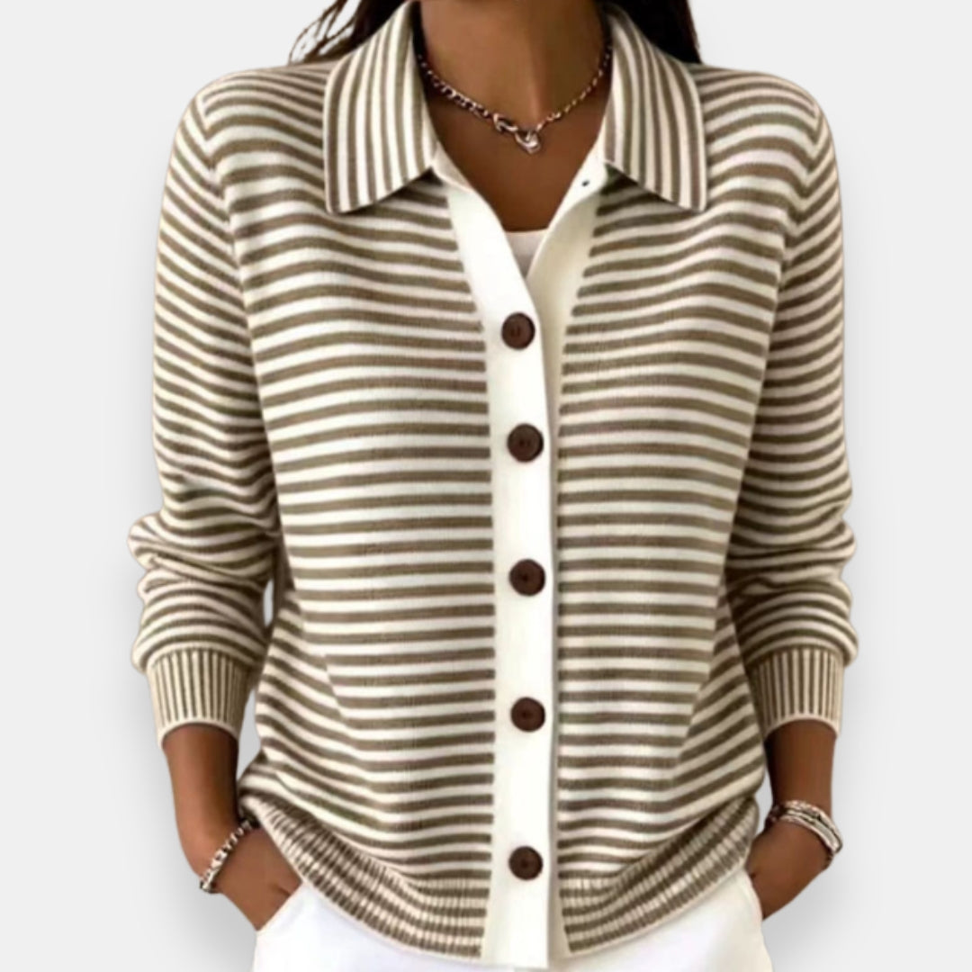 Sara Striped Button Cardigan