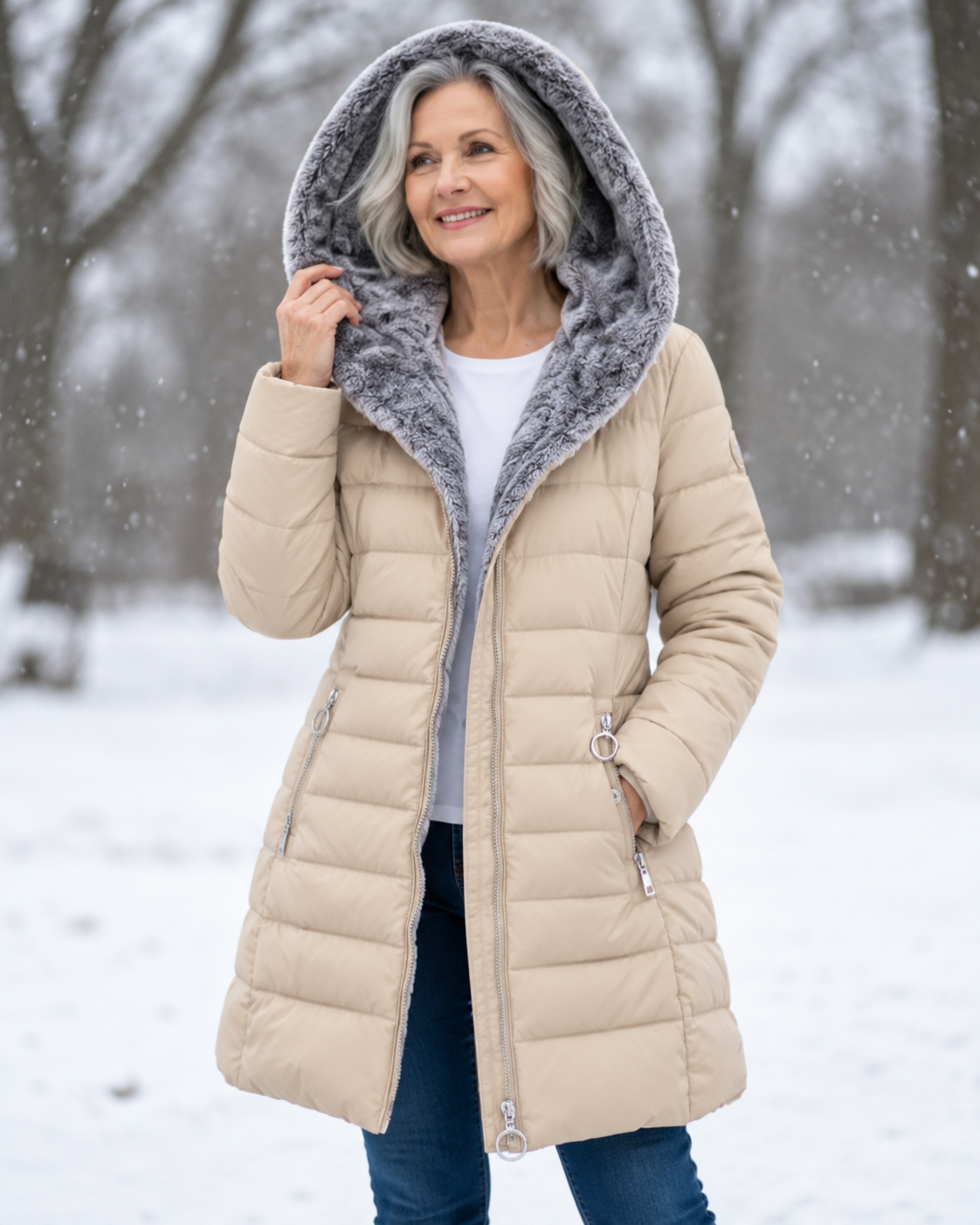 Angela | Elegant Hooded Winter Coat