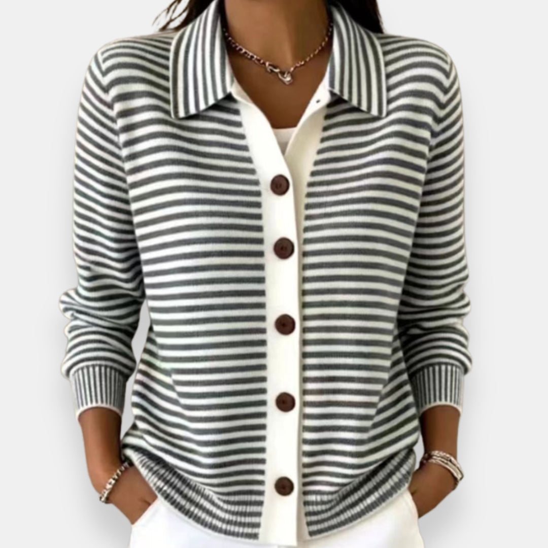 Sara Striped Button Cardigan