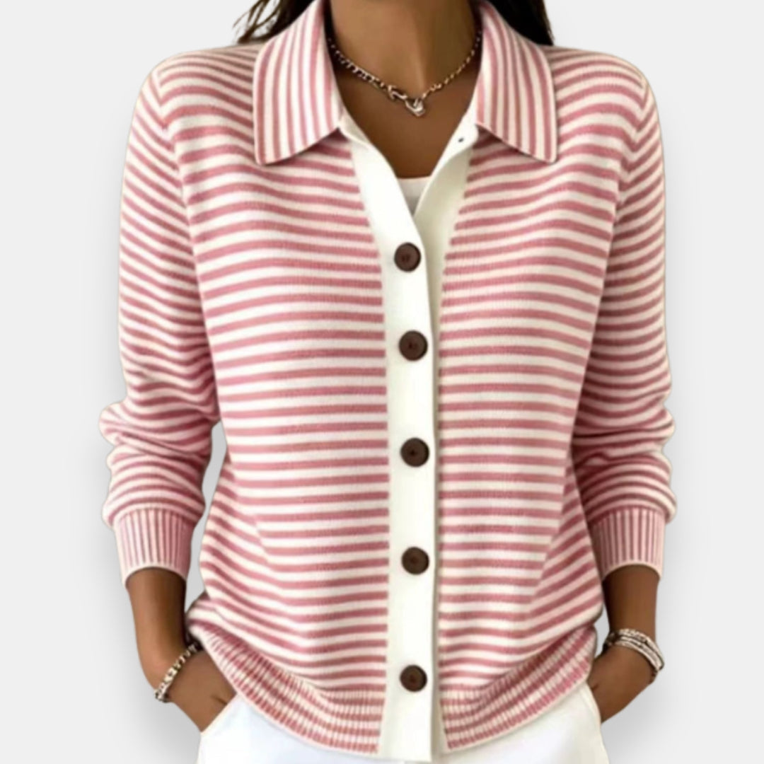 Sara Striped Button Cardigan
