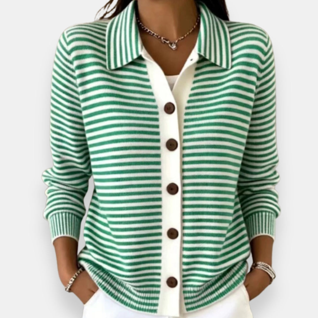 Sara Striped Button Cardigan