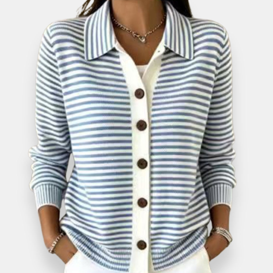 Sara Striped Button Cardigan