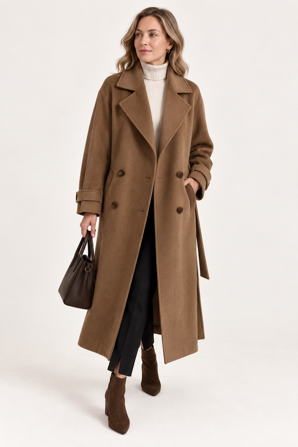 Ella Coat with Lapel Collar and Button Front