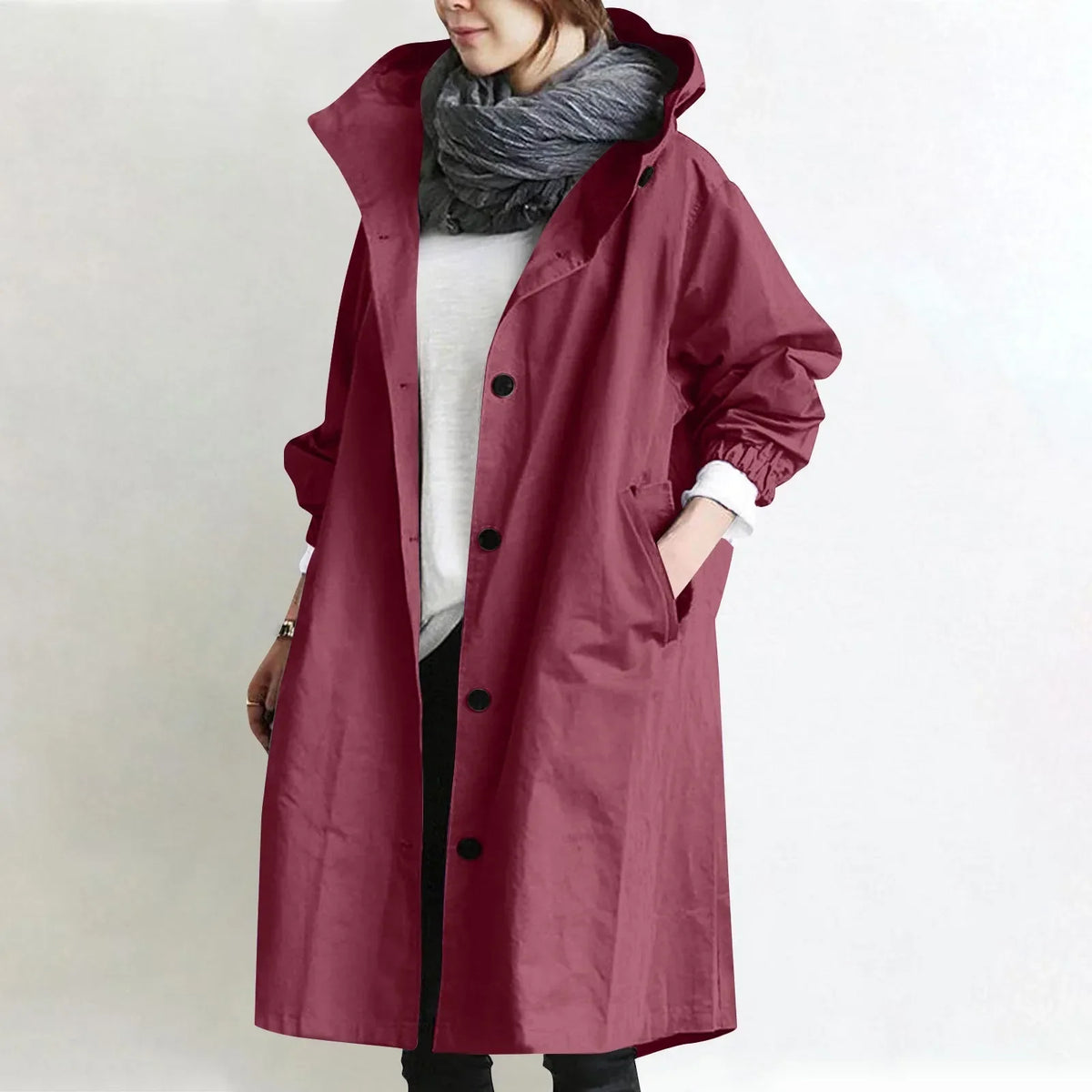 Caroline | Hooded Longline Trench Coat