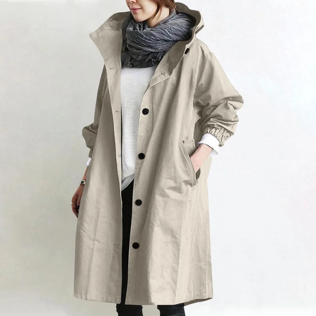 Caroline | Hooded Longline Trench Coat