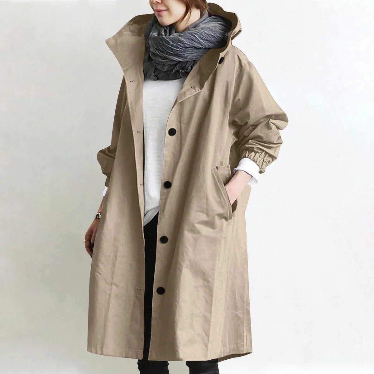 Caroline | Hooded Longline Trench Coat