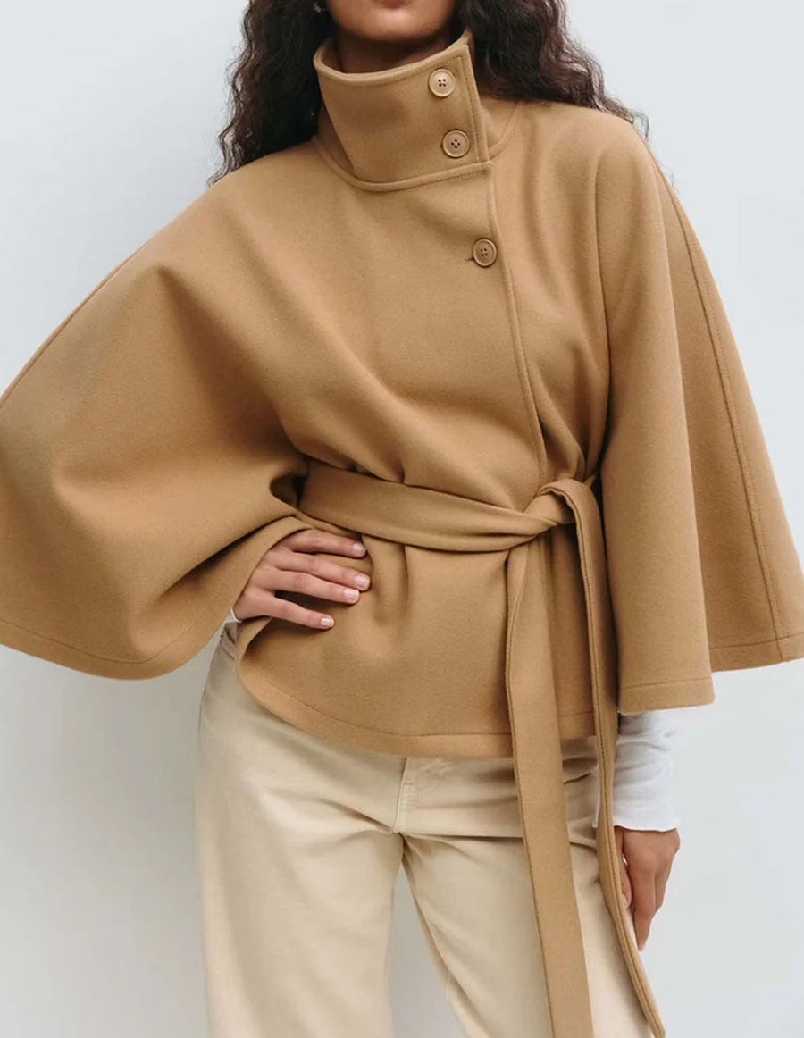 Elise High-Neck Cape Coat