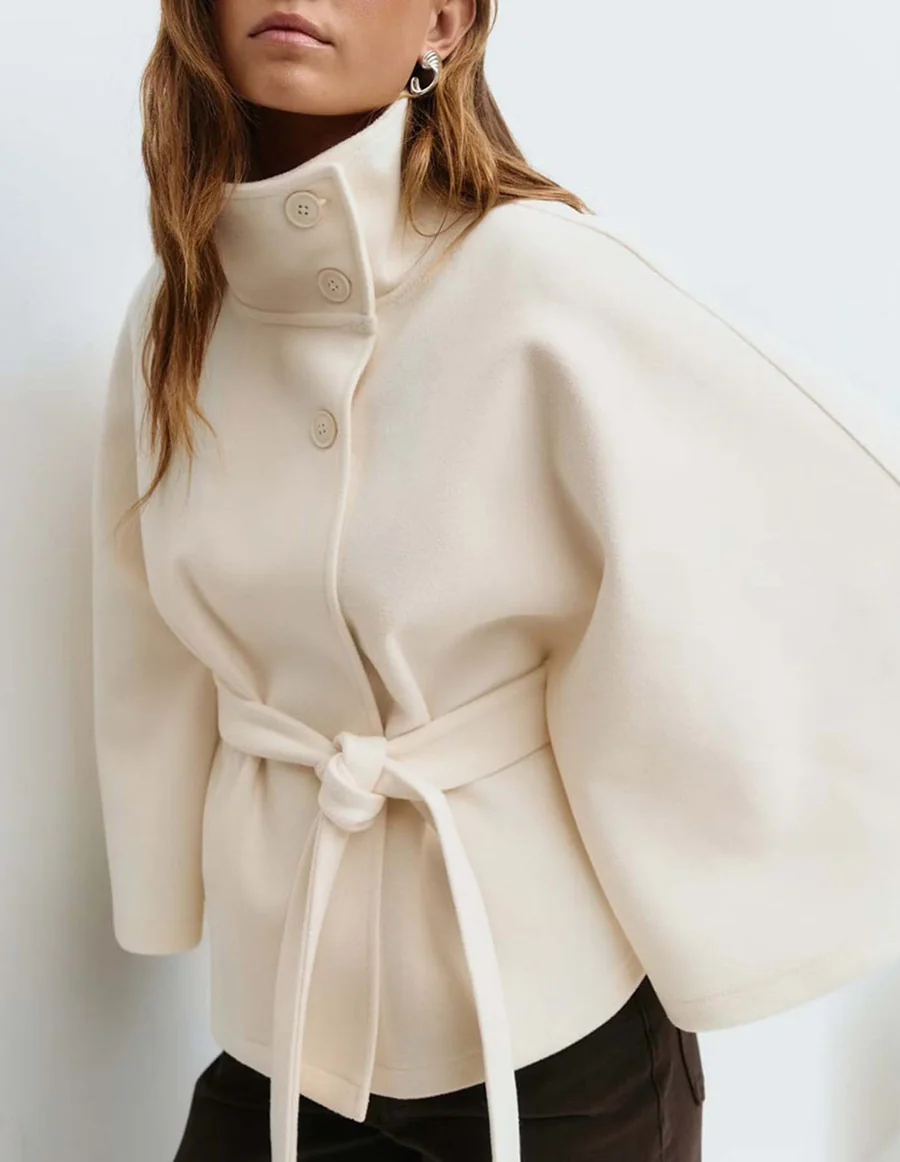 Elise High-Neck Cape Coat