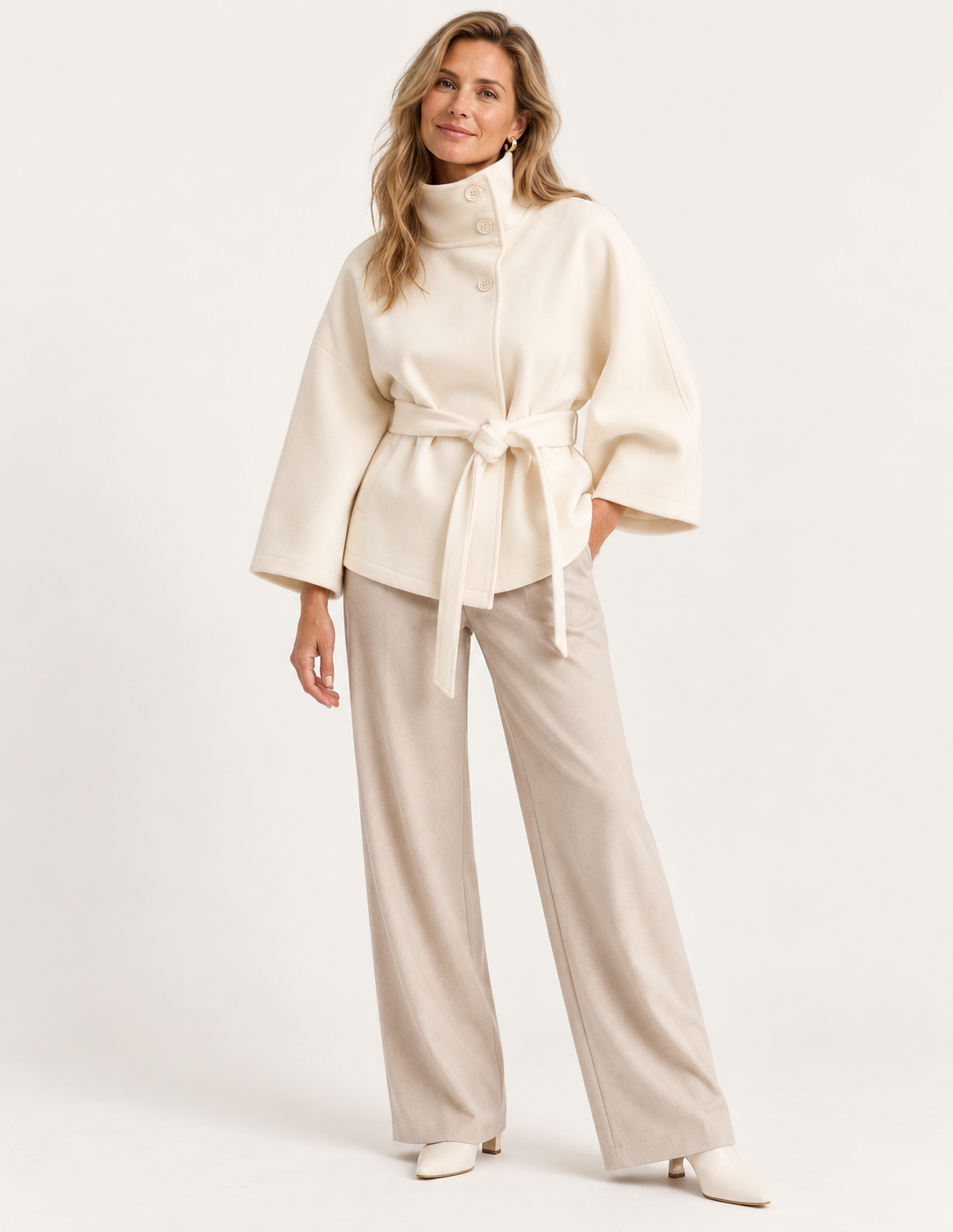 Elise High-Neck Cape Coat
