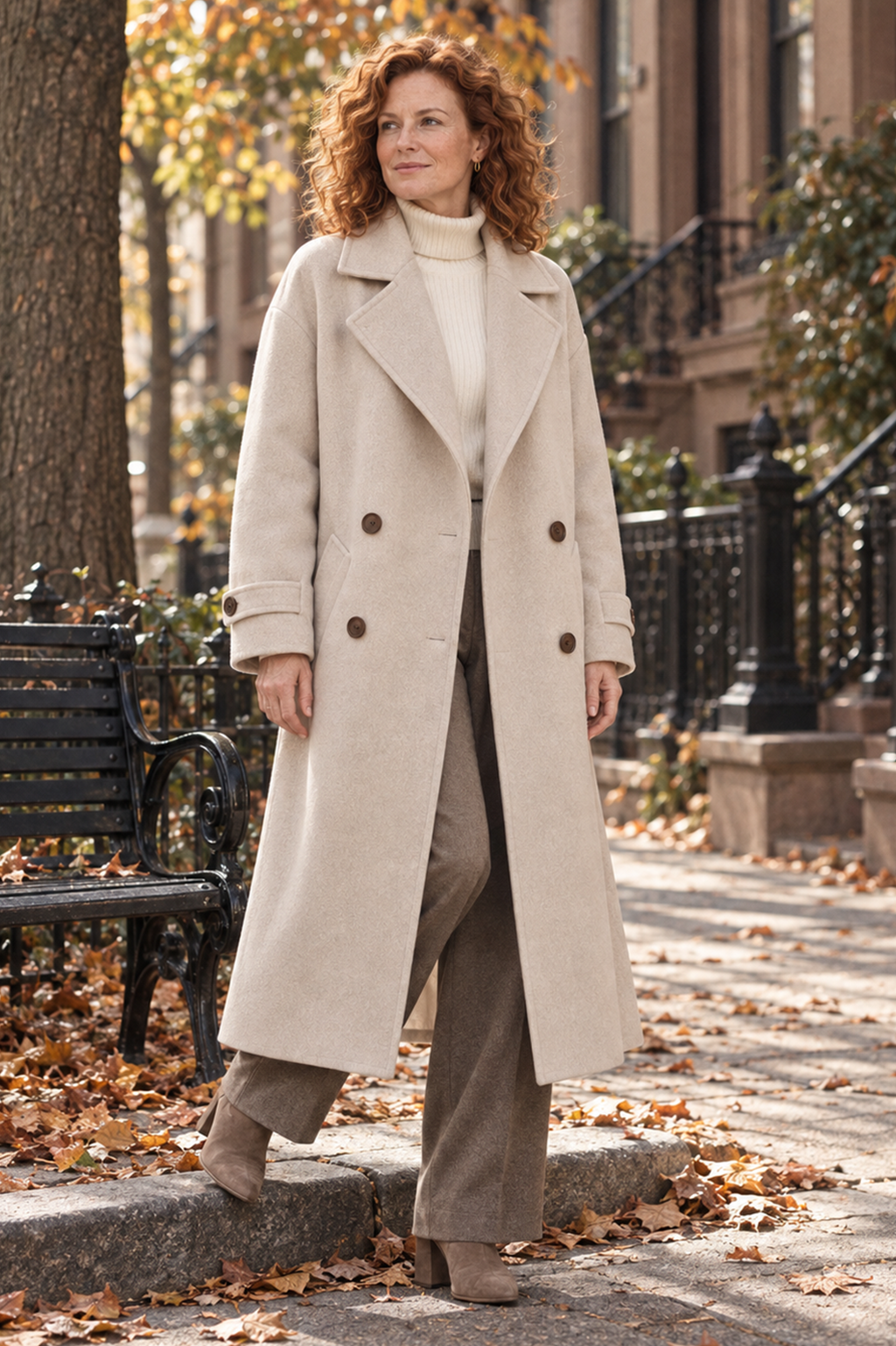 Ella Coat with Lapel Collar and Button Front