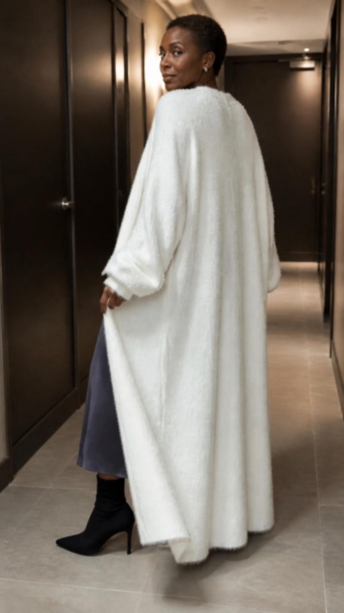 Cozy Plush Fluffy Longline Open-Front Cardigan
