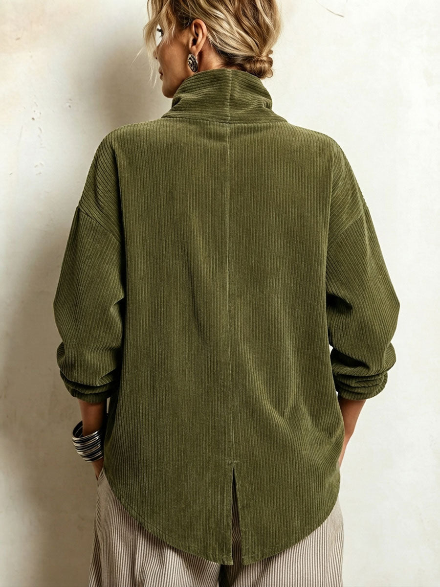 Chic High-Neck Corduroy Top