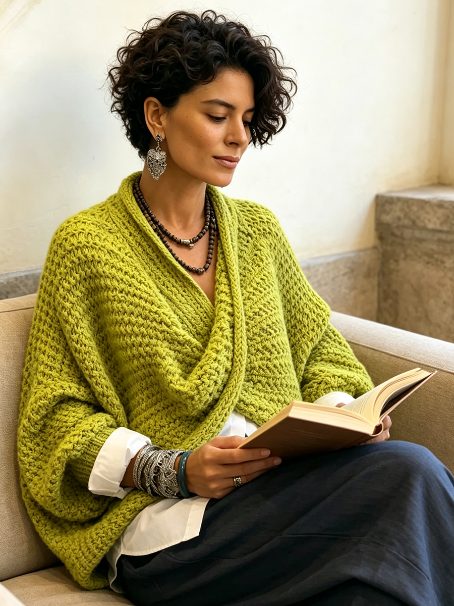 Relaxed Crossover Knit Jumper