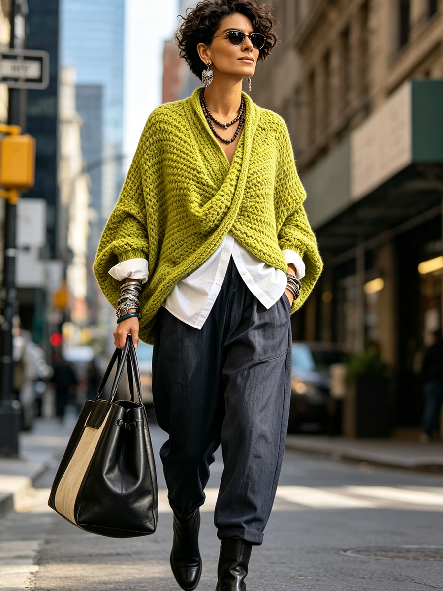 Relaxed Crossover Knit Jumper