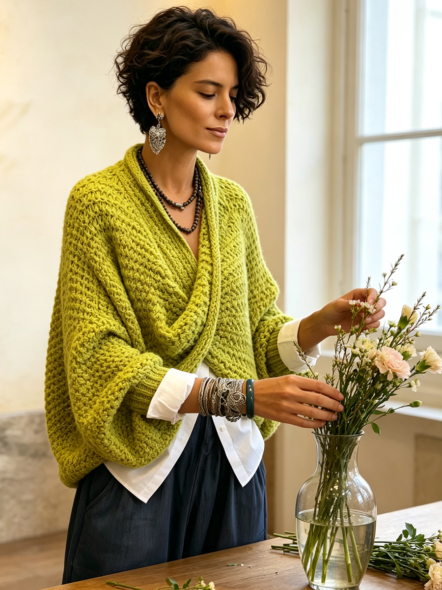 Relaxed Crossover Knit Jumper