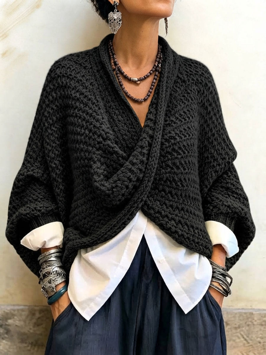 Relaxed Crossover Knit Jumper