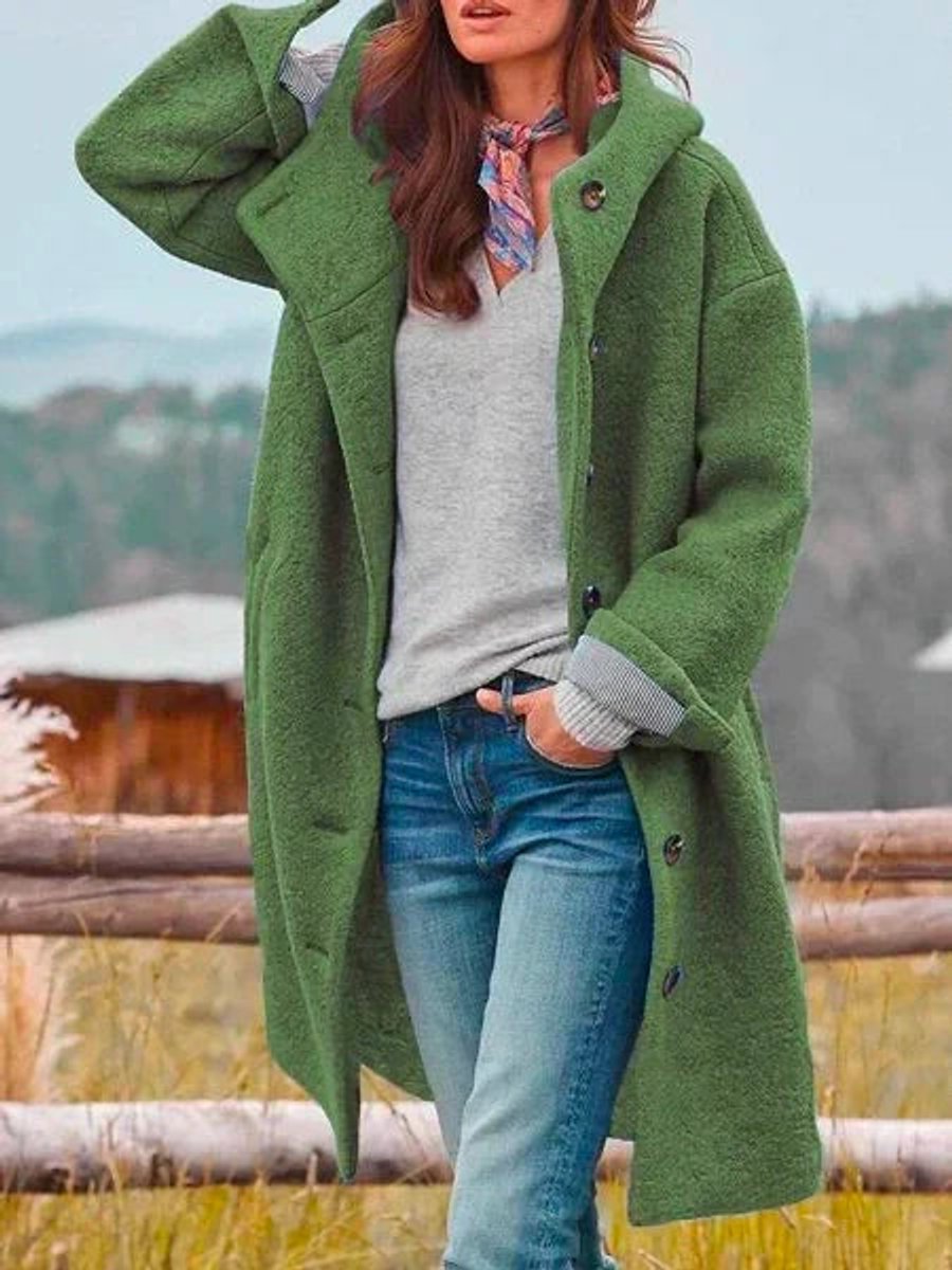 Dorentine | Longline Hooded Button-Front Coat