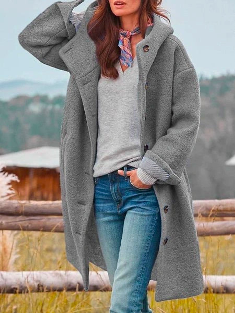 Dorentine | Longline Hooded Button-Front Coat